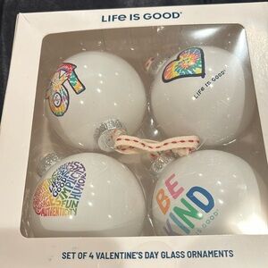 Life Is Good Set of 4 Ornaments/NIB